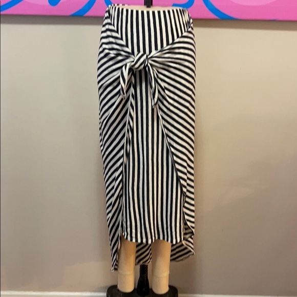 Splendid x Margherita Black White Linen Striped Skirt - Picture 2 of 12